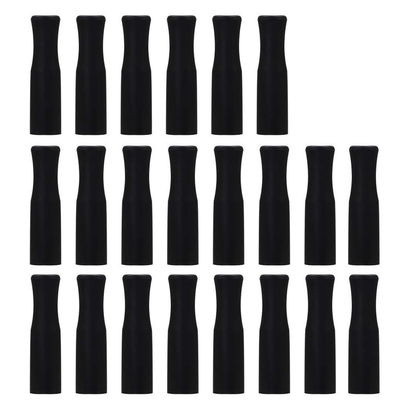 Accmor 22Pcs Reusable Straws Tips, Food Grade Silicone Black Straw Tip Covers Only Fit for 1/4 Inch Wide (6MM Out diameter) Stainless Steel Straws - Image 1